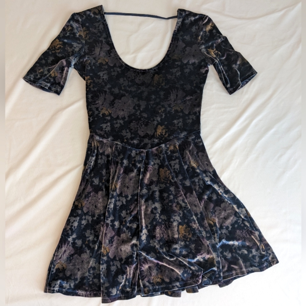 Velvet Floral Skater Dress by 'Kimchi Blue' Sz S